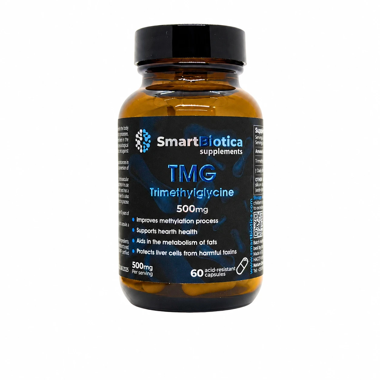TMG Trimethylglycine 500 mg – продуктова опаковка SmartBiotica