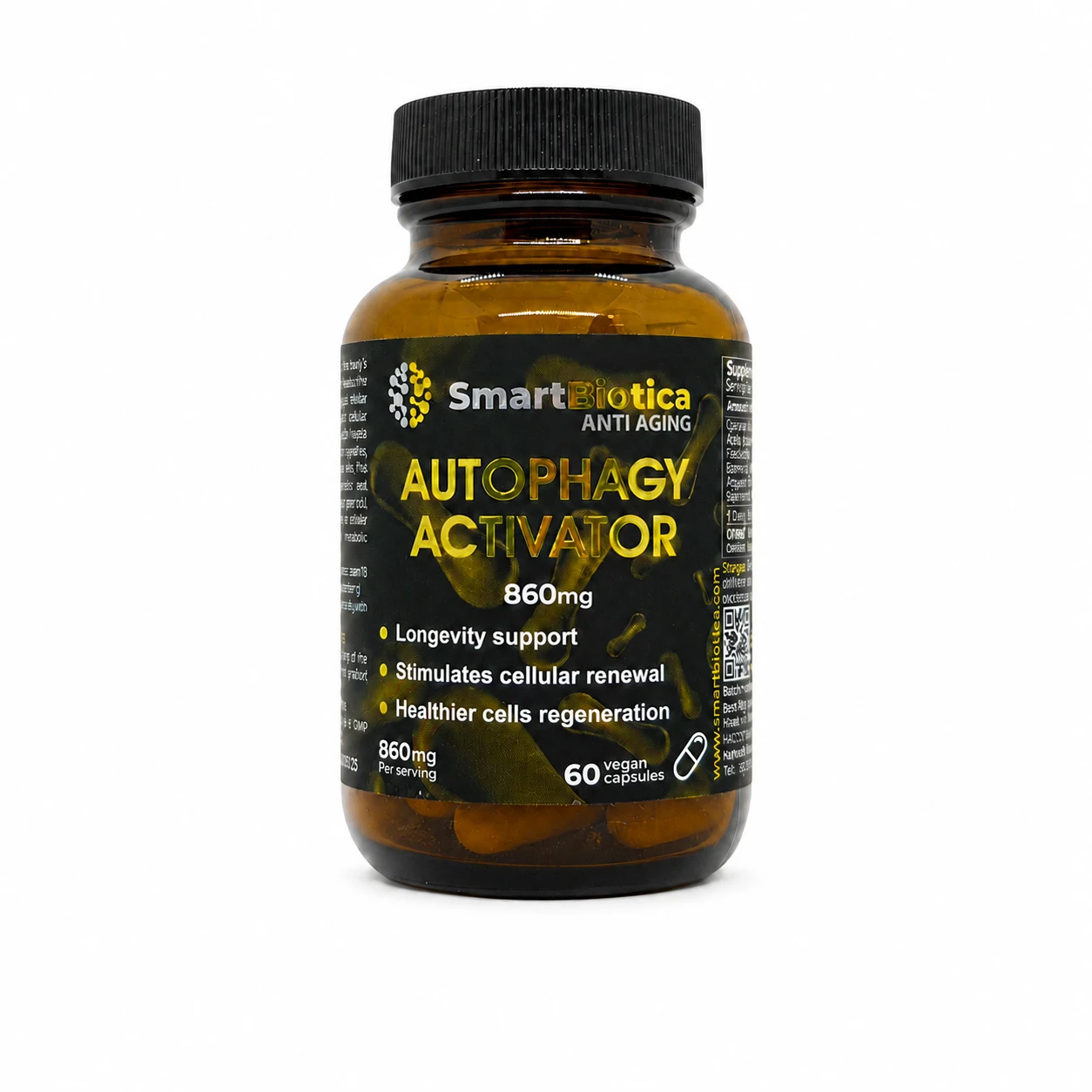 Autophagy Activator – продуктова опаковка на хранителна добавка SmartBiotica