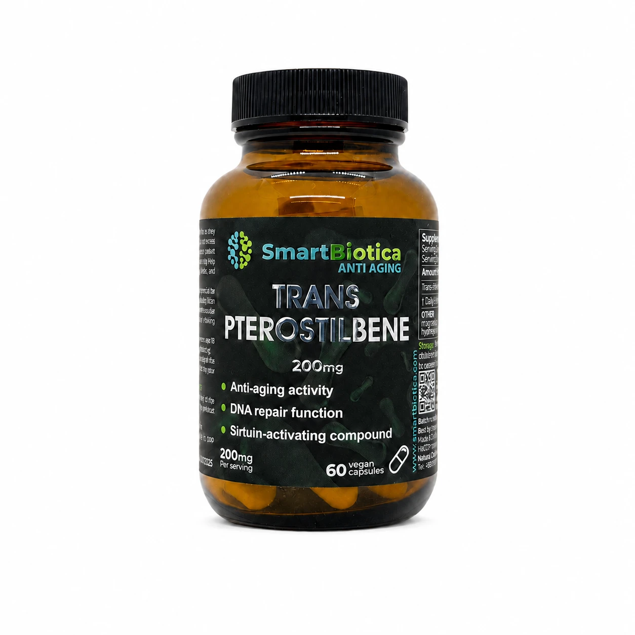 Trans-Pterostilbene 200 mg – продуктова опаковка SmartBiotica