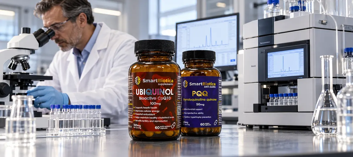 Лабораторен контрол на качеството на SmartBiotica Ubiquinol и PQQ